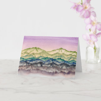 Roze Alpine Glow Waterverf Berglandschap Kaart