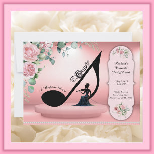 Roze Altviool/Viool Muziekevenement Concert Uitnod Kaart