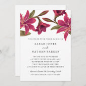 Roze Amaryllis Flower Wedding Invitation Kaart (Voorkant / Achterkant)