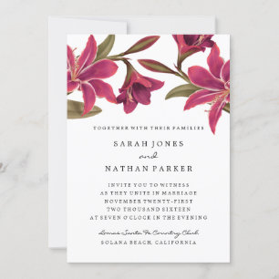 Roze Amaryllis Flower Wedding Invitation Kaart