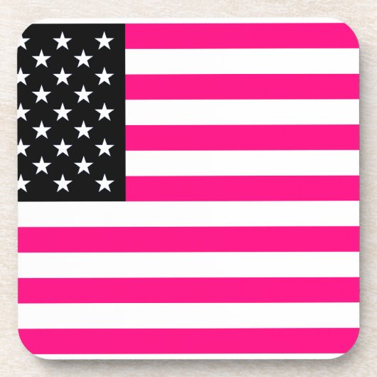 roze amerikaanse vlag bier onderzetter (Voorkant)