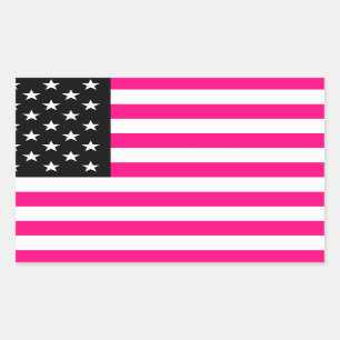 roze amerikaanse vlag rechthoekige sticker