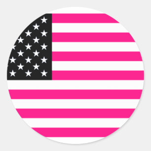 roze amerikaanse vlag ronde sticker