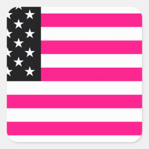 roze amerikaanse vlag vierkante sticker
