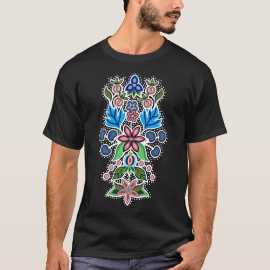 Roze &amp; Blue Ojibwe Floral Classic T-Shirt (Voorkant)