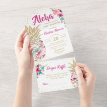 Roze anananas Floral Baby shower & luierspoeling