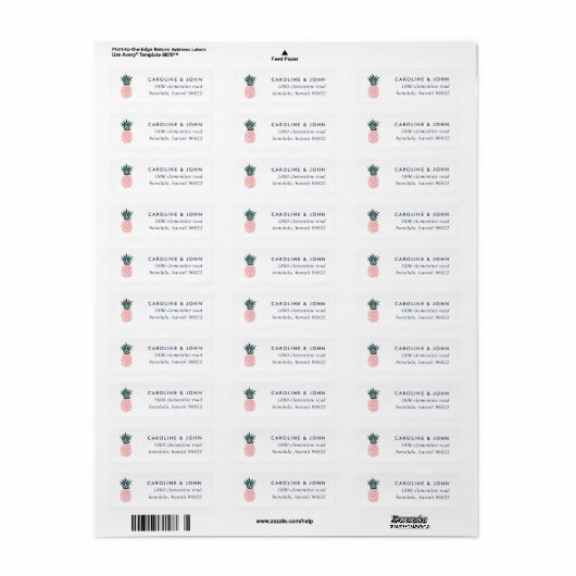 Roze anananas Return Address Label (Full Sheet)