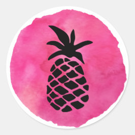 Roze anananas ronde sticker