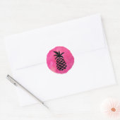 Roze anananas ronde sticker (Envelop)
