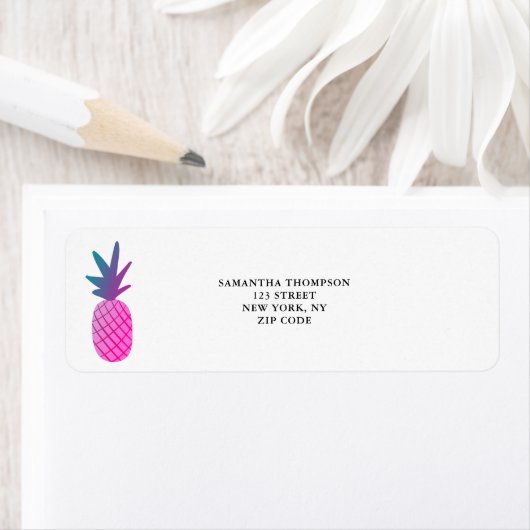 Roze anananas Tropische Waterverf Etiket (Insitu)