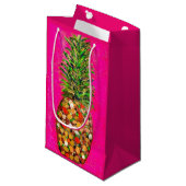 Roze Ananas Gift Bag Klein Cadeauzakje (Voorkant Gekanteld)