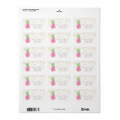 Roze Ananas Goud Folie Confetti Etiket (Full Sheet)