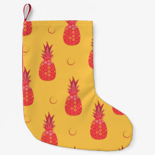 Roze ananas op oranje achtergrond. Naadloos stuk Kleine Kerstsok