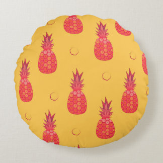 Roze ananas op oranje achtergrond. Naadloos stuk Rond Kussen