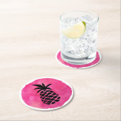 Roze Ananas Ronde Kartonnen Onderzetter (Insitu)