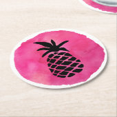 Roze Ananas Ronde Kartonnen Onderzetter (Gebogen)