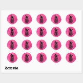 Roze Ananas Ronde Sticker (Vel)