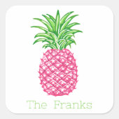 Roze Ananas Sterren Persoonlijk  Vierkante Sticker (Voorkant)