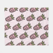 Roze Ananas Tropisch Fruit Botanische Zomer Fleece Deken (Voorkant (Horizontaal))