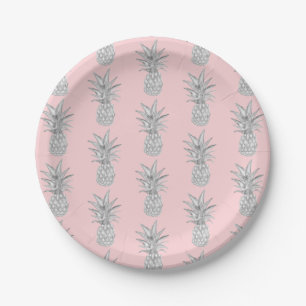 Roze ananas tropisch patroon papieren bordje