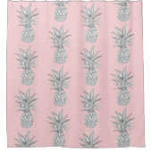 Roze Ananas Tropisch Patroon Vloermat Douchegordijn (Voorkant)