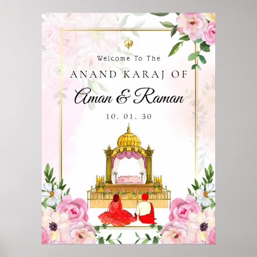 Roze Anand Karaj welkomstbord Poster (Voorkant)