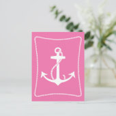 Roze Anchor Briefkaart (Staand voorkant)