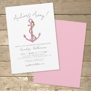 Roze Anchor Nautical Baby shower Kaart