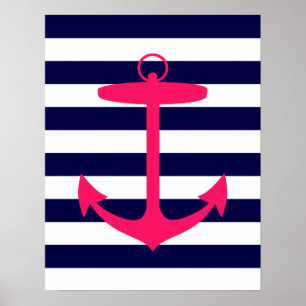 Roze Anchor Silhouette Poster