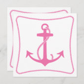 Roze Anchor-uitnodigingen Kaart (Voorkant / Achterkant)