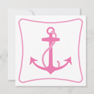 Roze Anchor-uitnodigingen Kaart