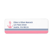 Roze anchor voor neautisch hart etiket (Voorkant)