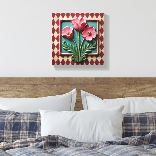 Roze Anemonen van Argyle Canvas Afdruk (Insitu (Slaapkamer))