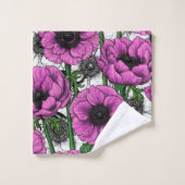 Roze anemontuin bad handdoek (Wasdoekje)