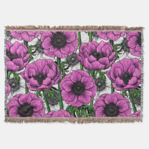 Roze anemontuin deken