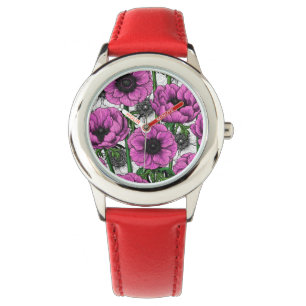 Roze anemontuin horloge