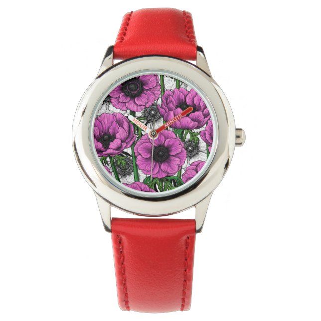 Roze anemontuin horloge (Voorkant)
