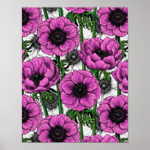 Roze anemontuin poster (Voorkant)