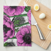 Roze anemontuin theedoek (Quarter Fold)