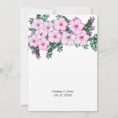 Roze Anemoon Groene Bloemen Bruiloft Uitnodiging (Achterkant)