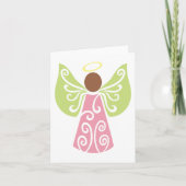 Roze Angel Groene Swirl Wings Spiritueel Decoratie Kaart (Voorkant)