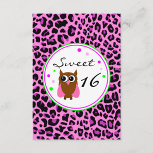 Roze Animalier Sweet 16 Birthday Invitation Kaart