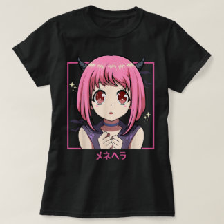 Roze Anime Meisje Duivel Esthetiek T-shirt