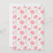 Roze Anjer Baby in Bloom Shower Uitnodiging (Achterkant)