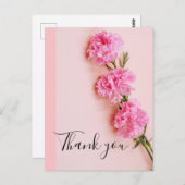 Roze Anjer Bloem Achtergrond Bedankt Card Briefkaart (Voorkant / Achterkant)