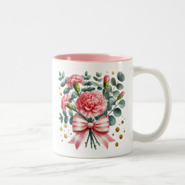 Roze Anjer Bloemenmok, Bloem Koffiekopje Tweekleurige Koffiemok
