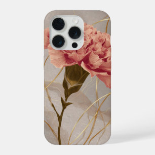 Roze Anjer Bloemig Goud iPhone 15 Pro Hoesje