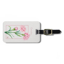 Roze Anjer Botanische Aquarel Aangepaste Naam