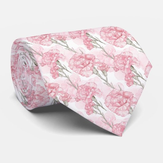 Roze Anjer Bruiloft Stropdas (Opgerold)