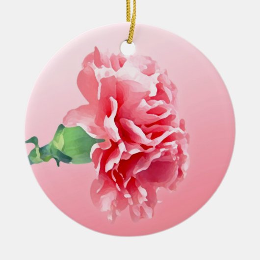 Roze anjer keramisch ornament (Voorkant)